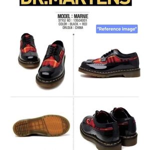 Dr. Martens Marnie Wingtip Black & Red Plaid Oxford Shoe Size 8.5